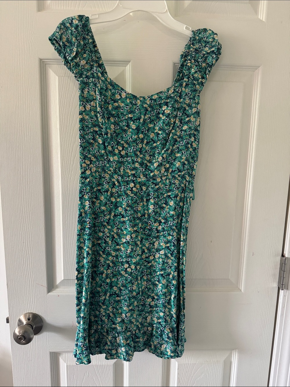 Old Navy Teal Green Floral Midi Dress with Ruffled Straps